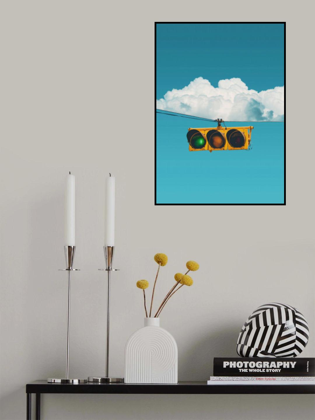 Traffic Light And Clouds Poster och Canvastavla