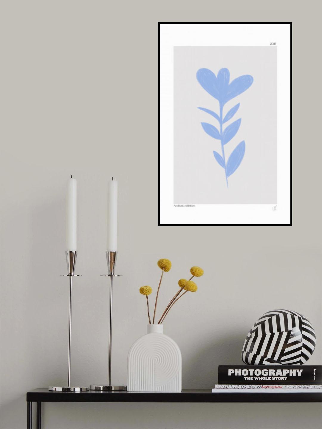 Blue Abstract Plant Poster och Canvastavla