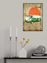 volkswagen combi green classic Poster och Canvastavla