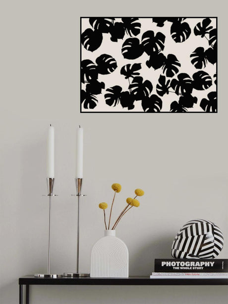 Monstera Leaves Black Poster och Canvastavla