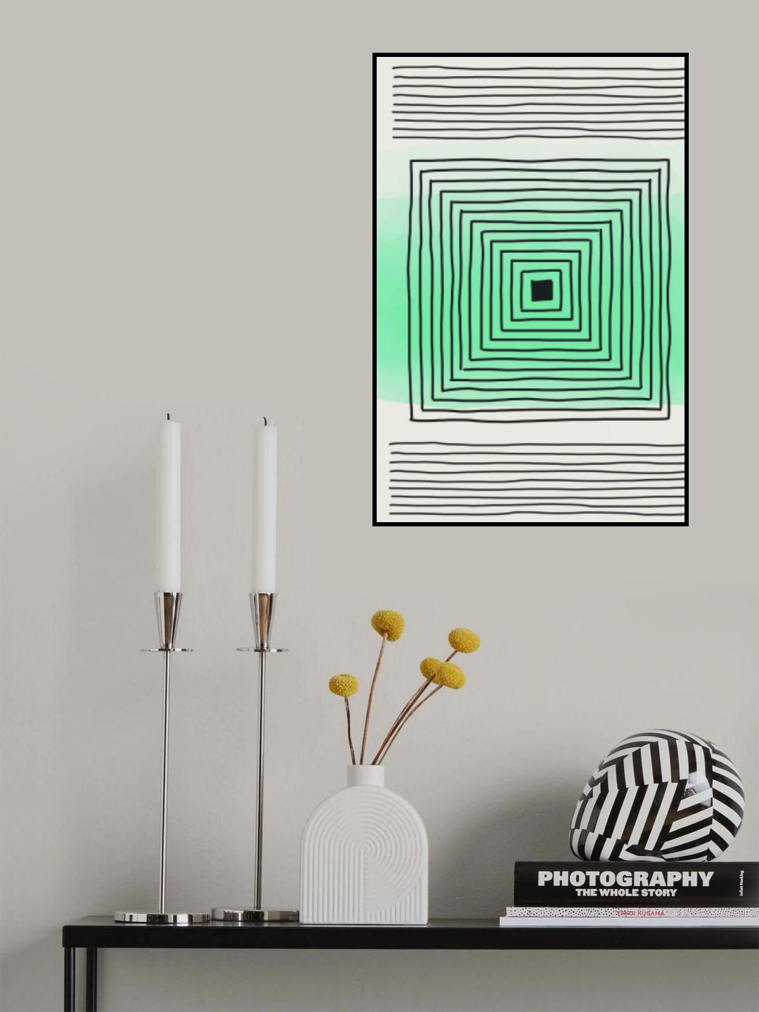 Light Green Watercolor Shapes #4 Poster och Canvastavla