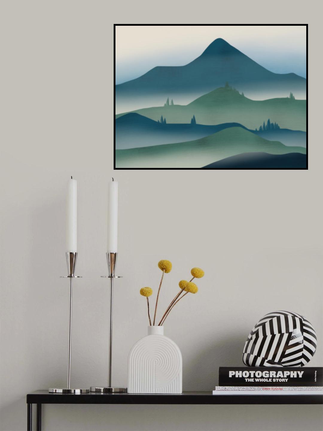 Mystical Blue Peak Poster och Canvastavla