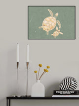 Landscape gold turtles green Poster och Canvastavla