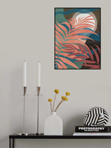 Pink Tropical Palm Leaf Poster och Canvastavla