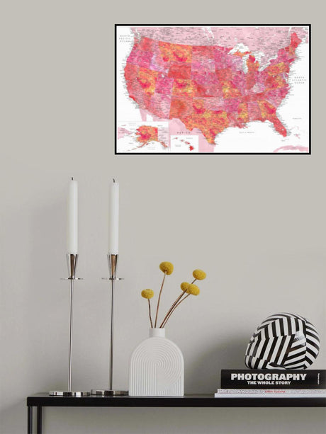 Highly detailed map of the United States, Tatiana Poster och Canvastavla
