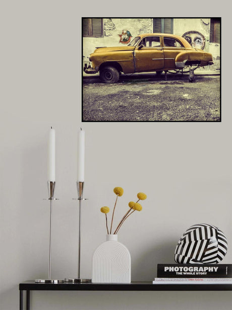 Old car/cat Poster och Canvastavla