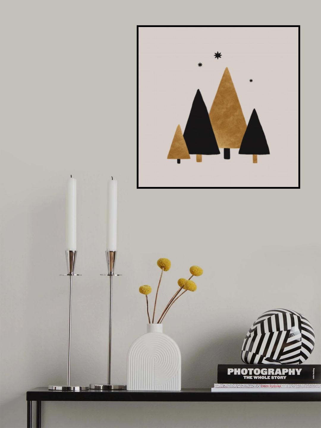 Xmas Trees & Stars Poster och Canvastavla