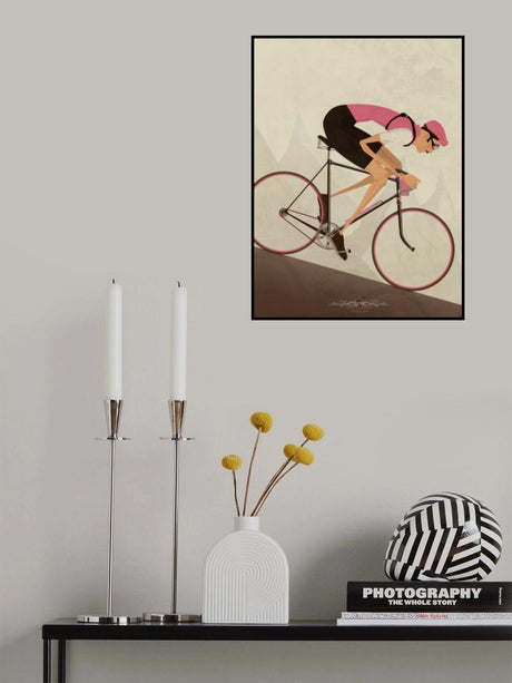 Vintage Downhill Cyclist On Bike Poster och Canvastavla