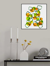 Shapes Chain Squares Orange Green Abstract Poster och Canvastavla