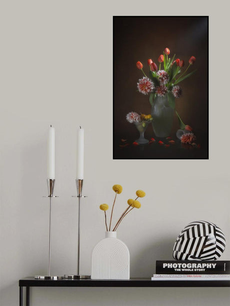 Orange Tulips and Dahlia Poster och Canvastavla
