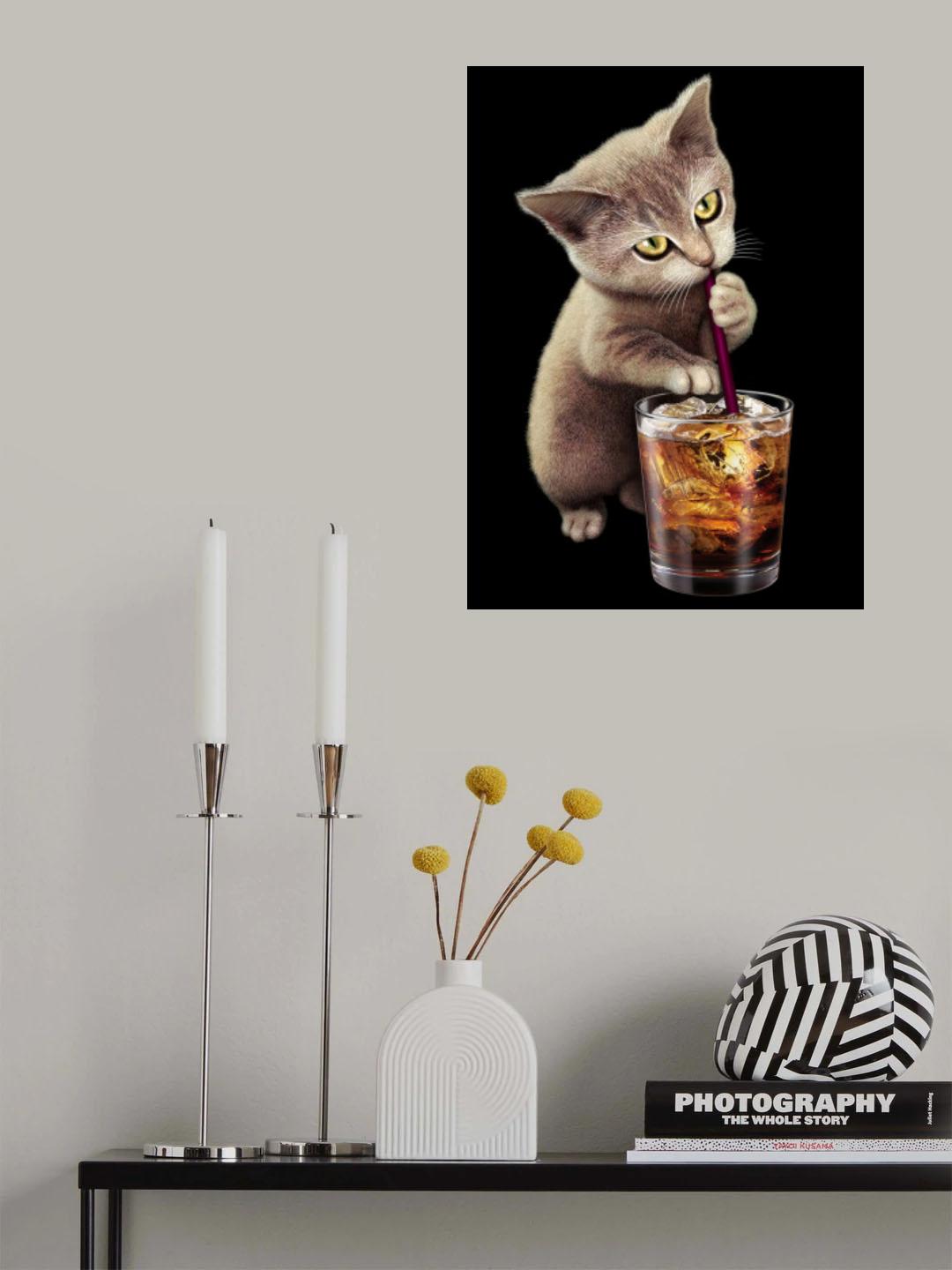 cat and soft drink Poster och Canvastavla