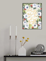 Silent night roses and holiday berries Poster och Canvastavla