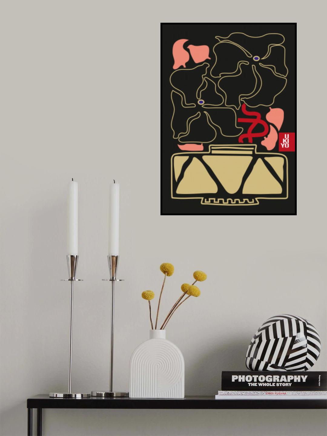 Ukiyo Vase Flower Outline Poster och Canvastavla