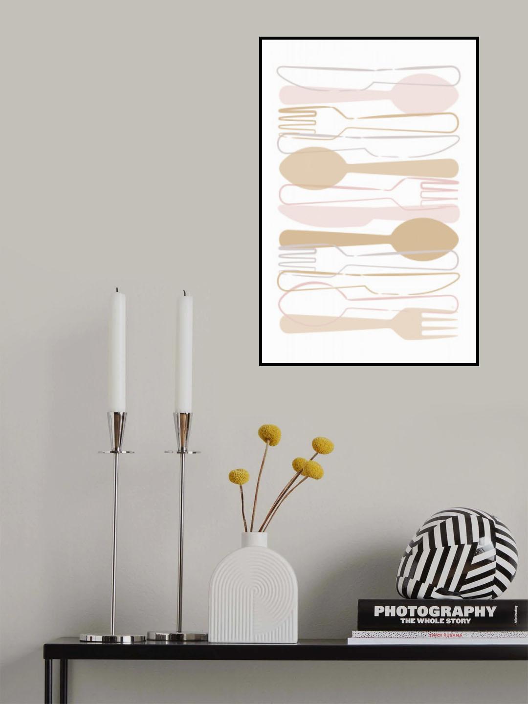 Peach Cutlery Poster och Canvastavla