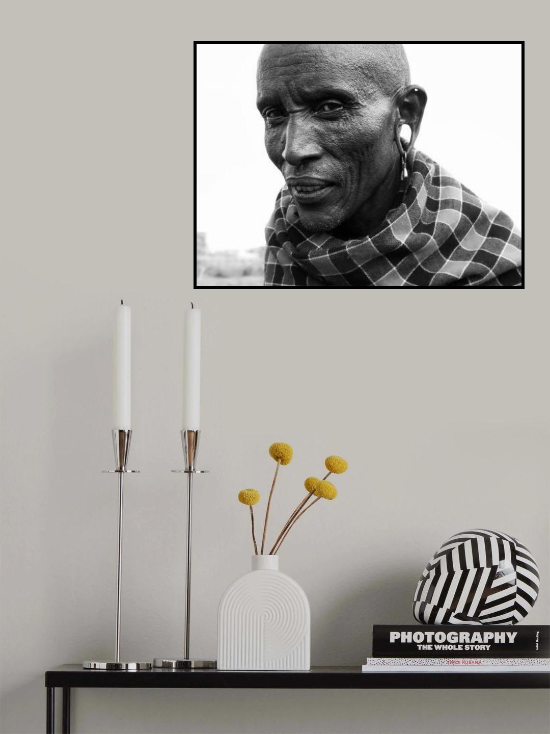 the gaze of a masai man, Kenya Poster och Canvastavla