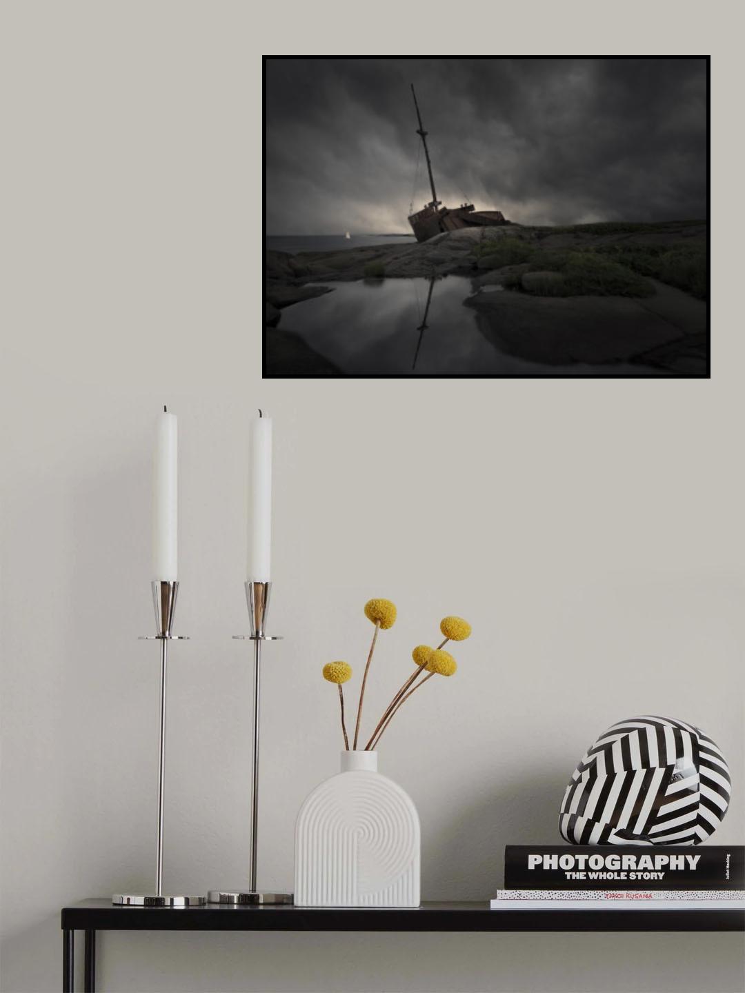 The wreck of the merchant ship Le Brion Poster och Canvastavla