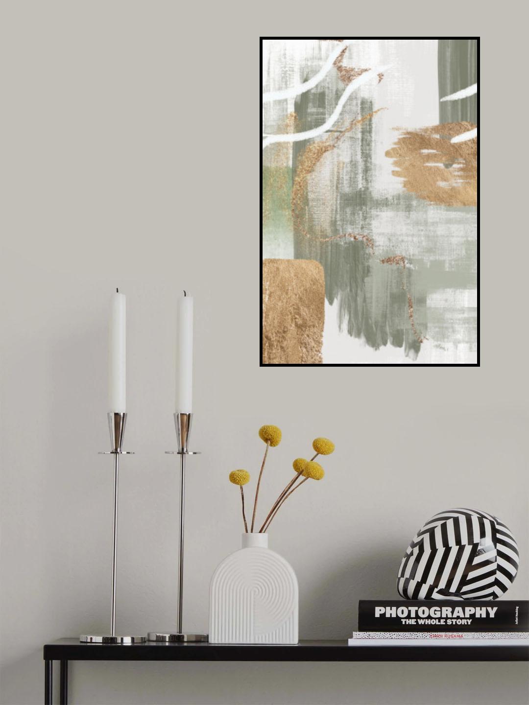 White Lines On Green 1 Poster och Canvastavla
