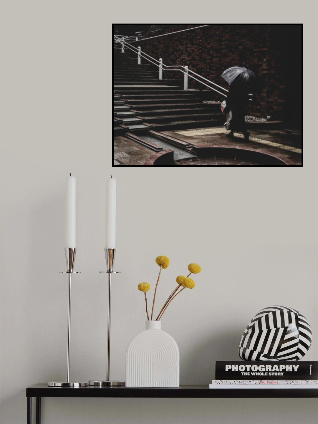 Lost in Hamamatsu - Stairs and umbrella Poster och Canvastavla