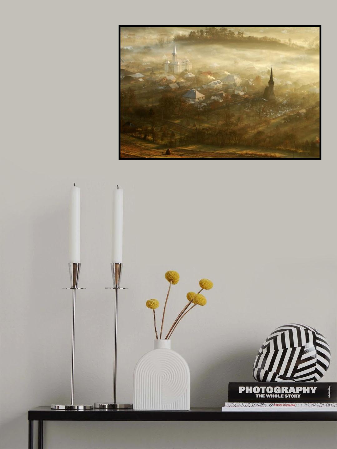 the village born from fog... Poster och Canvastavla