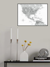 Gray map of USA and the Caribbean sea Poster och Canvastavla