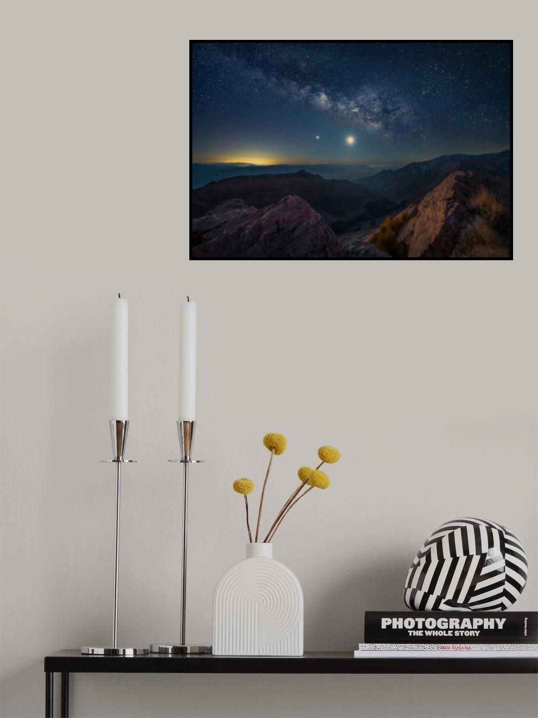 Milky Way with Moon Poster och Canvastavla