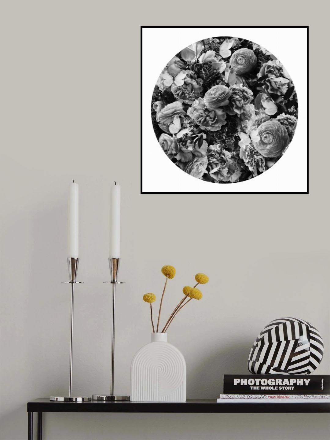 Paisley Blooms Black &amp; White Poster och Canvastavla