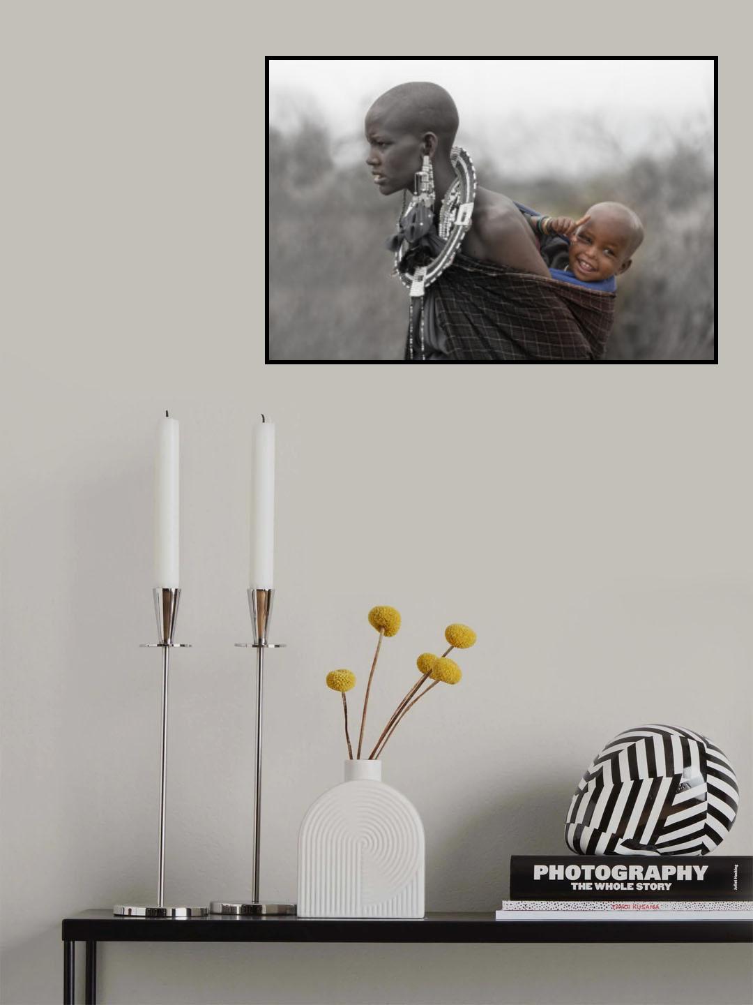 Maasai Mother and Son Poster och Canvastavla