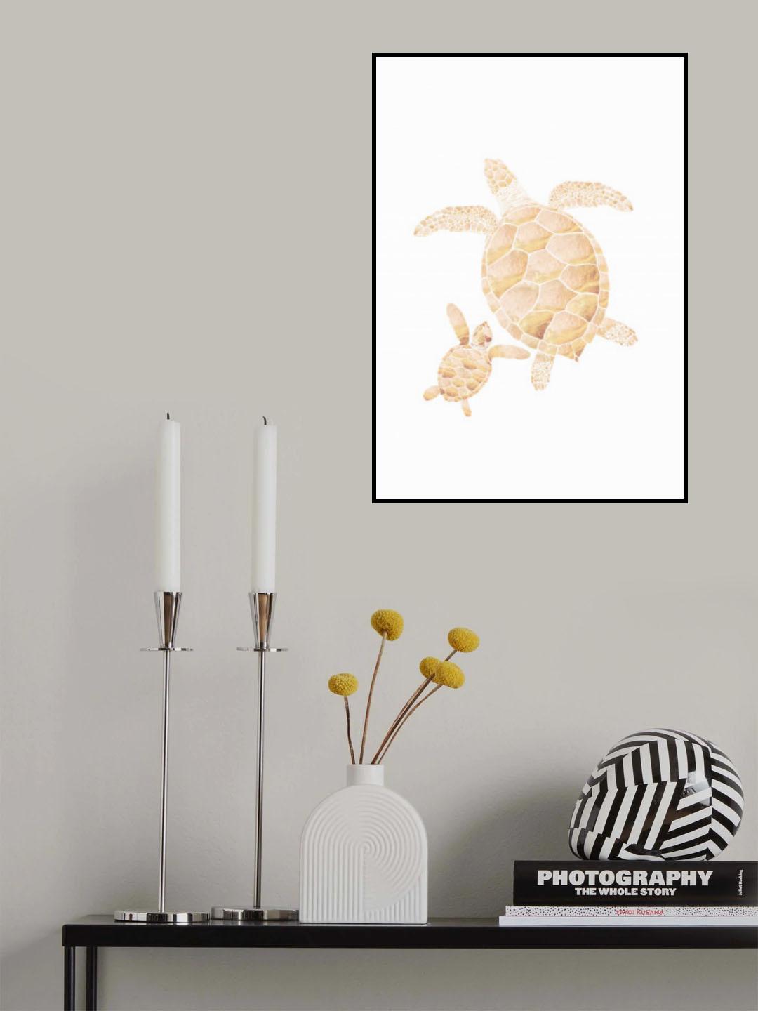 Gold white turtles Poster och Canvastavla