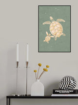 Gold Sage Green Turtles Poster och Canvastavla