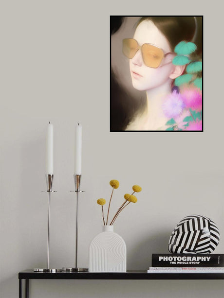 Young Girl in Glasses Poster och Canvastavla