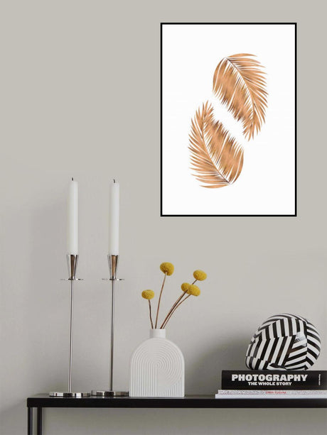 Golden palms white copper 2 Poster och Canvastavla