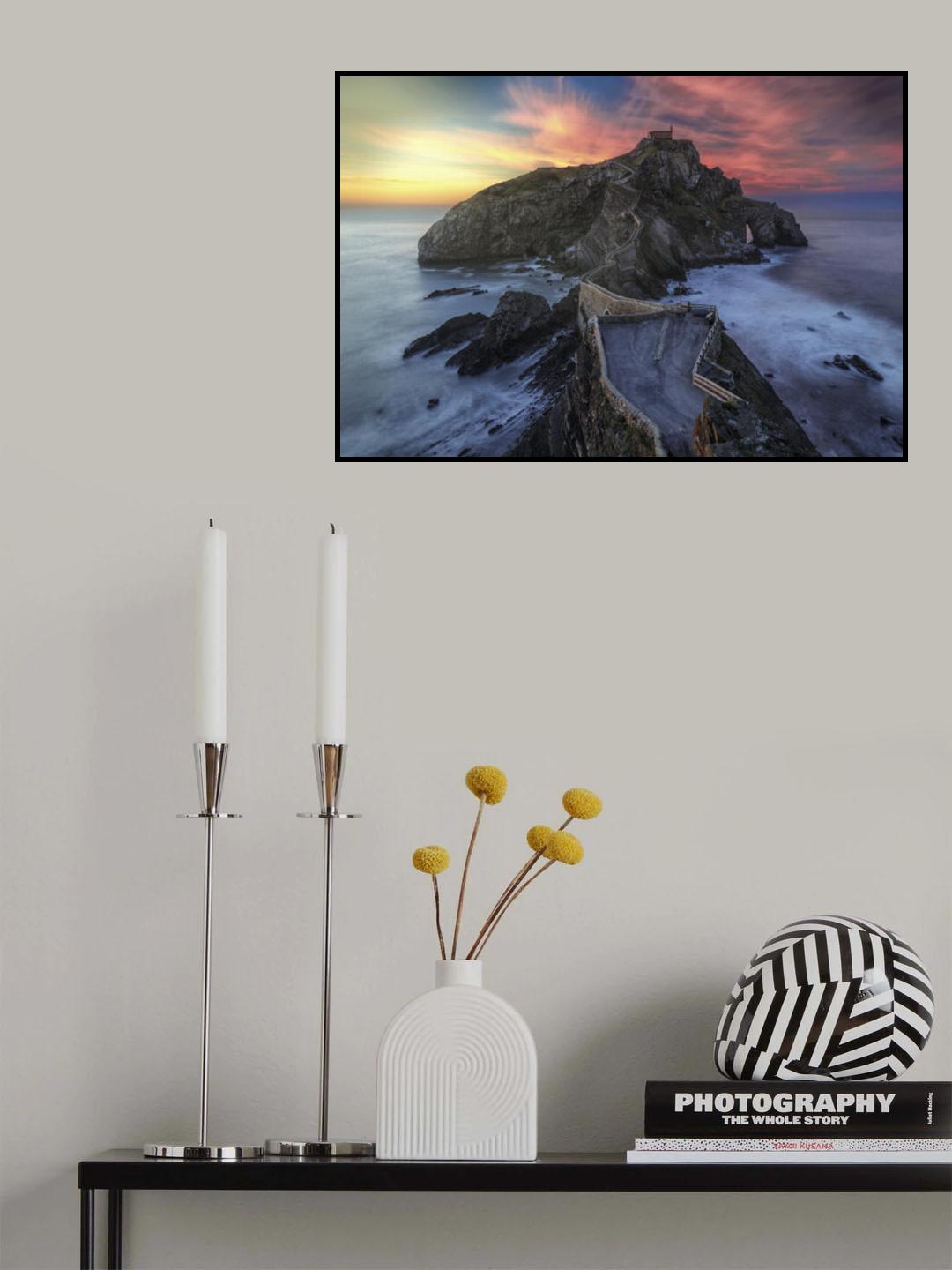 Gaztelugatxe Sunset Poster och Canvastavla