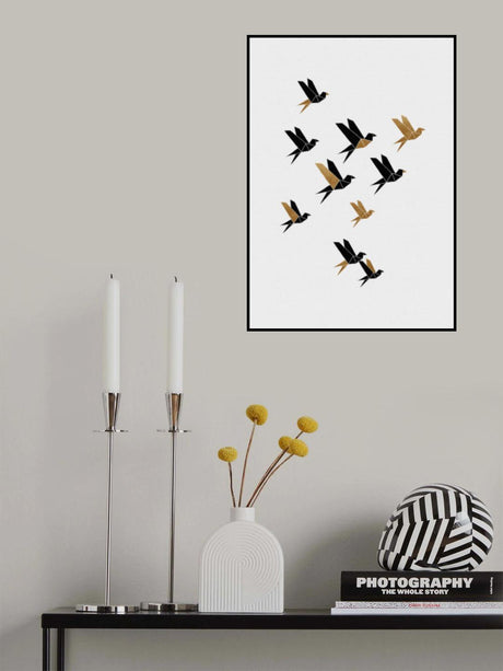 Origami Birds Collage II Poster och Canvastavla