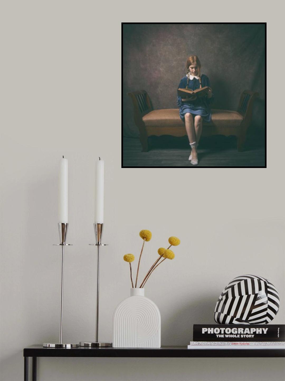 the reader in blue dress Poster och Canvastavla