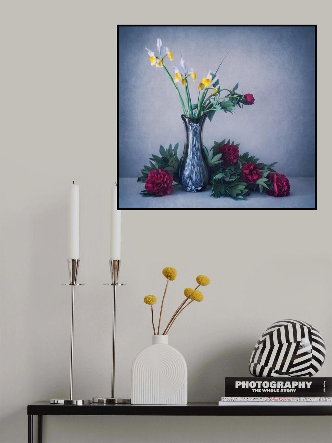 Still life with irises and peonies Poster och Canvastavla