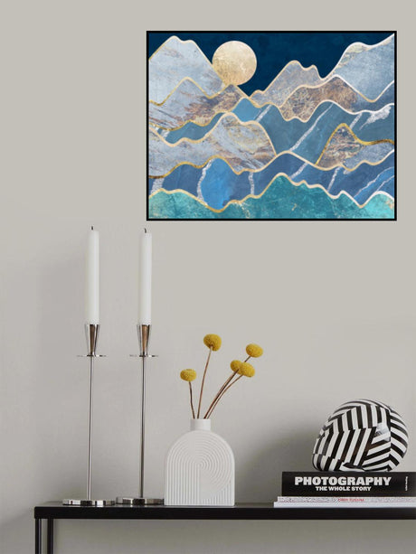 Moonlit mountains landscape Poster och Canvastavla
