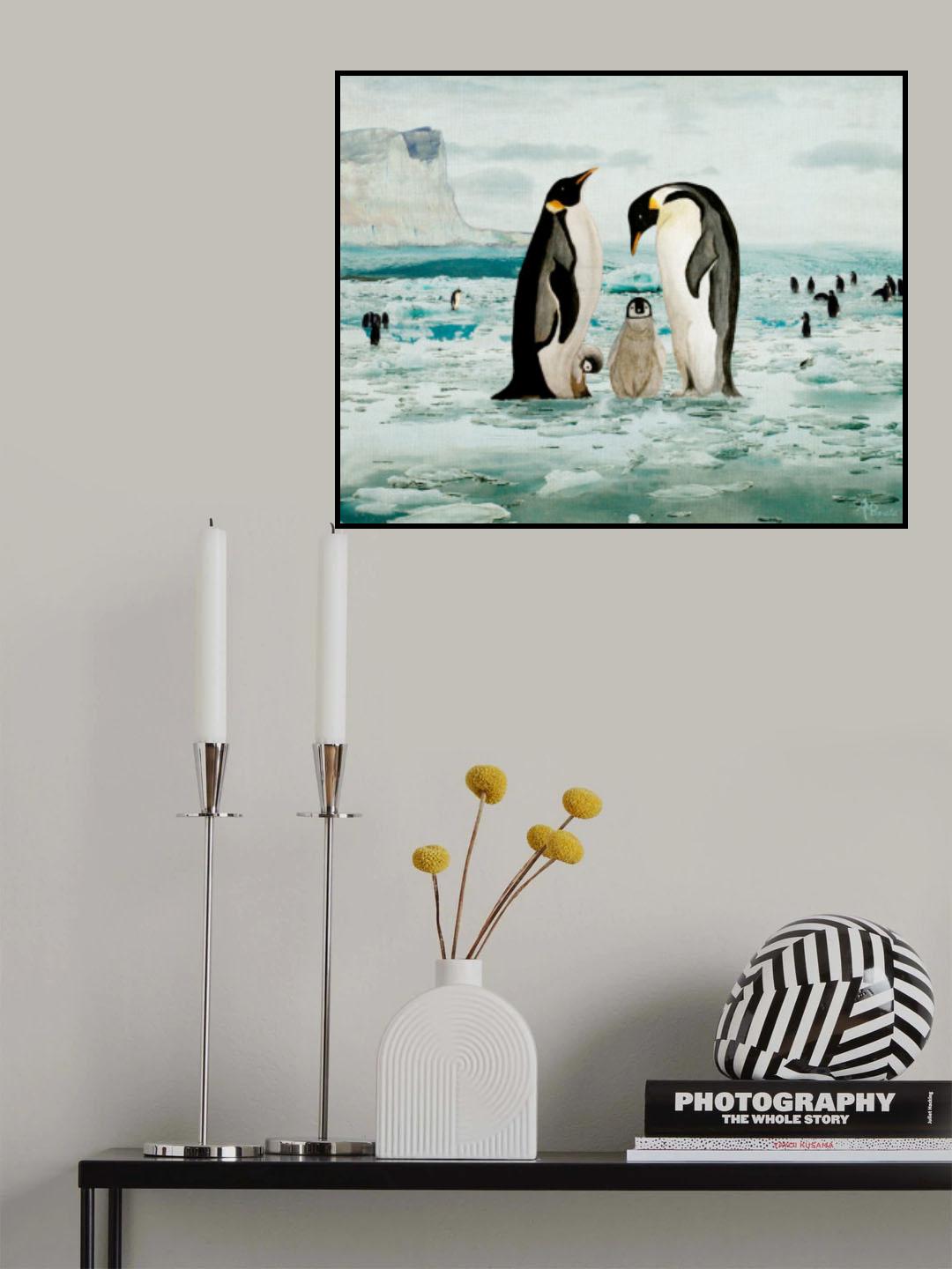 Emperor Penguin Family Poster och Canvastavla