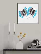 Palm Leaf Tropical Blue Gray Botanical Poster och Canvastavla