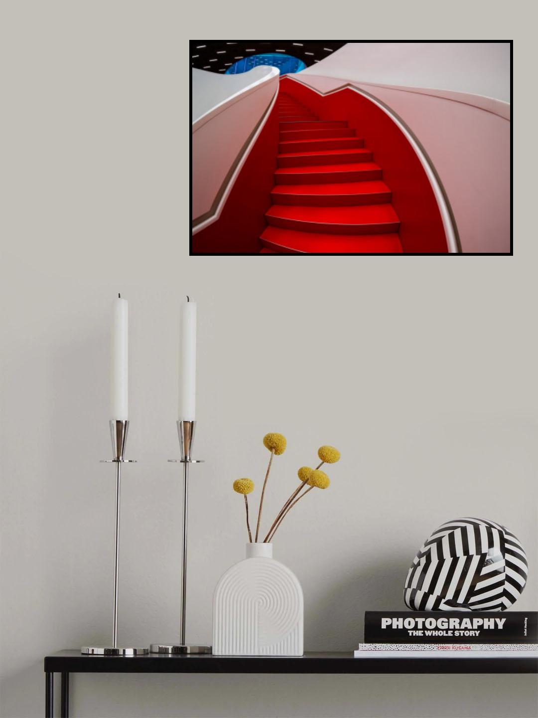 Red Staircase Poster och Canvastavla