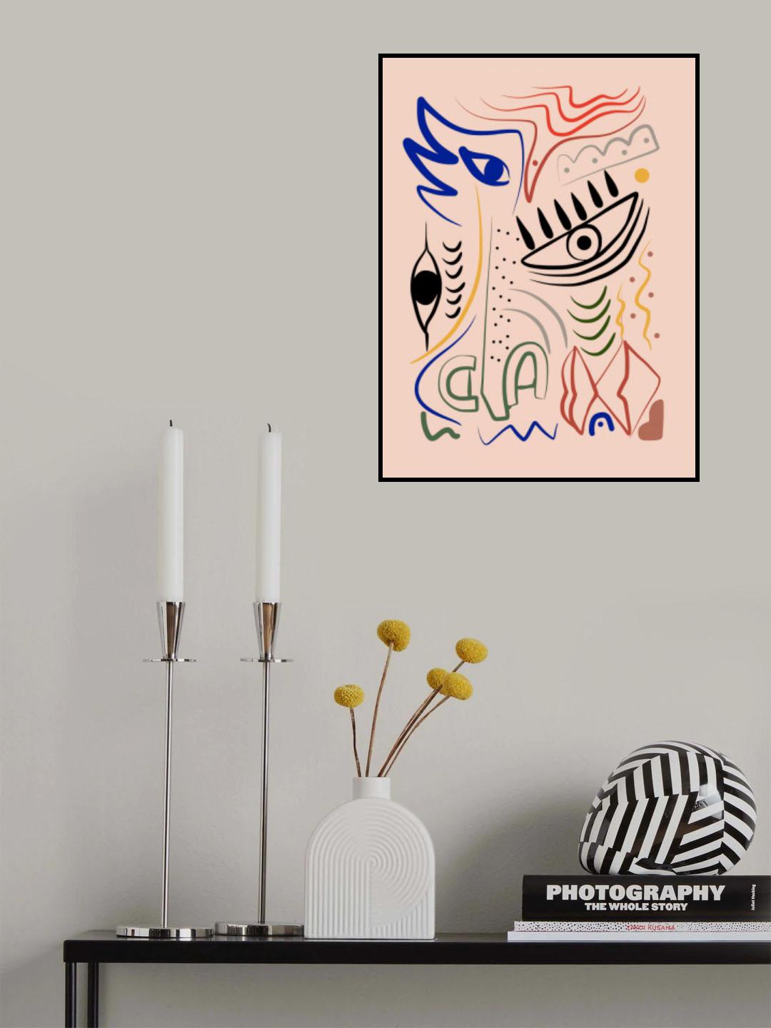 Line Art Bizarre Creature Poster och Canvastavla