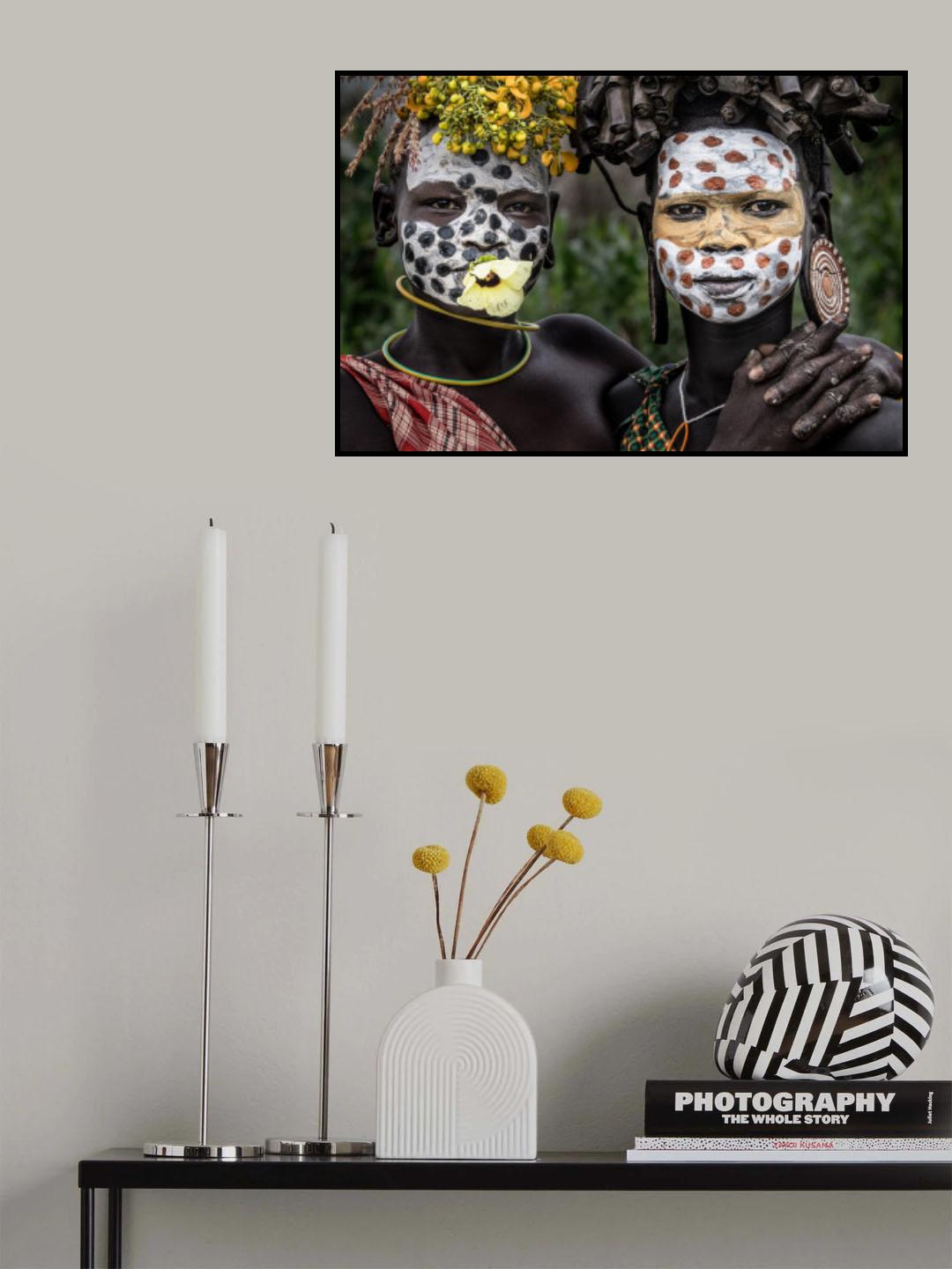 Two surmi tribe girls - Ethiopia Poster och Canvastavla