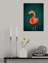 Green Flamingo Poster och Canvastavla