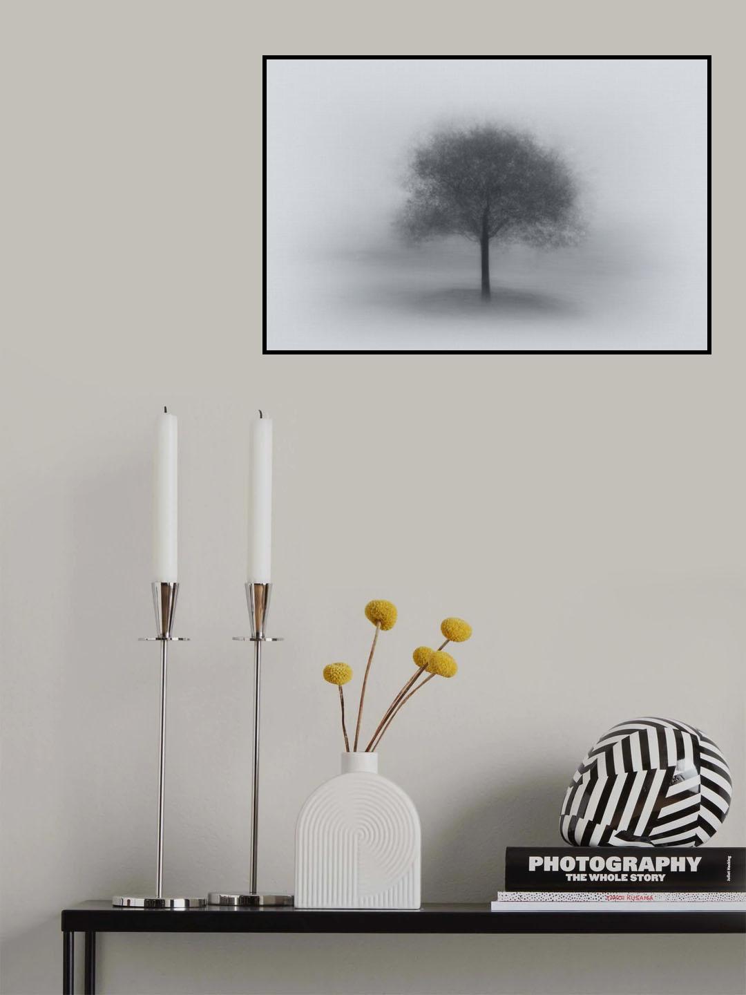 Tree in Fog Poster och Canvastavla