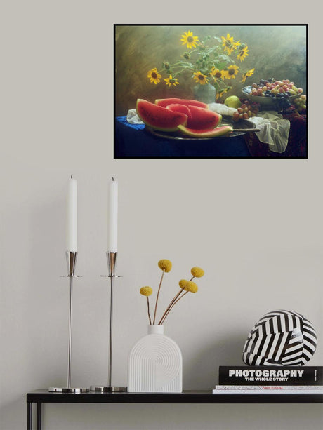 Still Life with Watermelon and Grapes Poster och Canvastavla