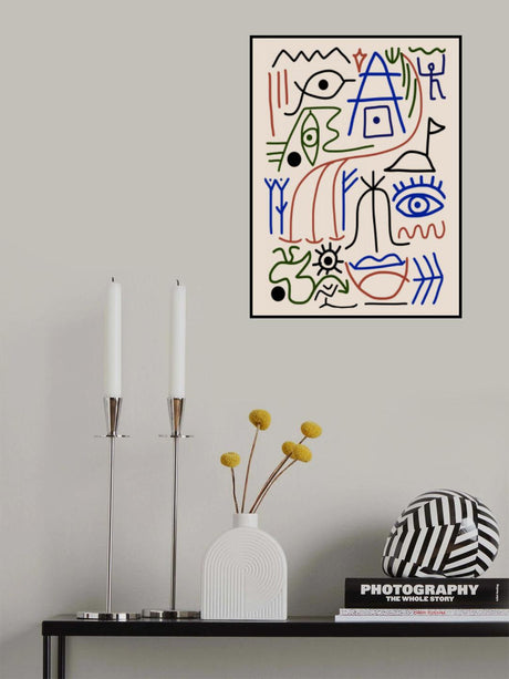 Line Art Bizarre Ancient Symbol Poster och Canvastavla