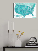 Highly detailed map of the United States, Caribbean waters Poster och Canvastavla