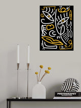 Line Art In White and Yellow Poster och Canvastavla