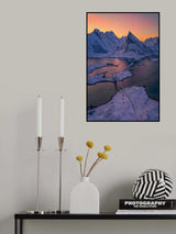 Fredvang Bridge and Volanstind Peak in Winter Poster och Canvastavla