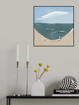 Beach Curve and Seagull Poster och Canvastavla