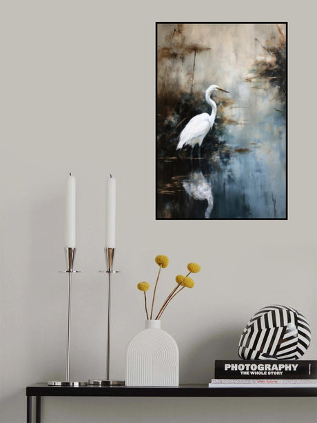 Egret in Lake Poster och Canvastavla